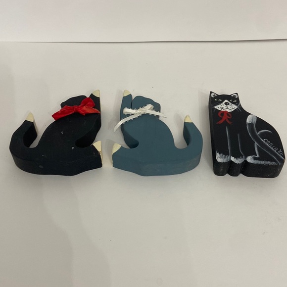 Lot of 3 Hand, Carved Wood Cats - Picture 5 of 7